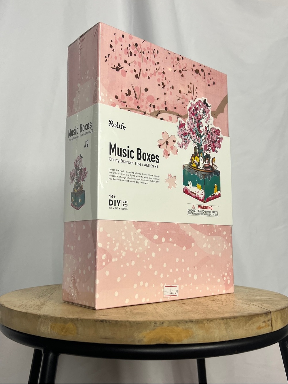Kitty Cherry Blossom Music Box DIY Wooden Hobby Art Set